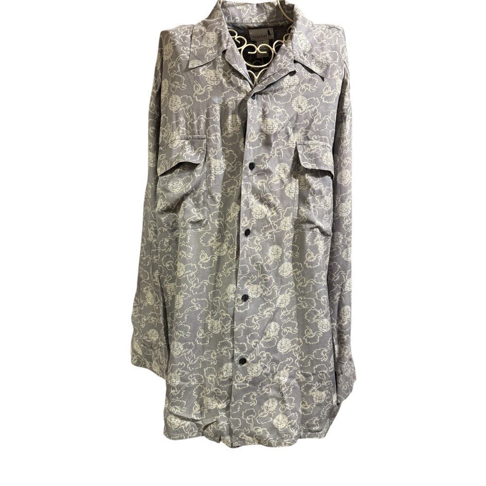 Visitor Silk Shirt Size L Gray Long Sleeve